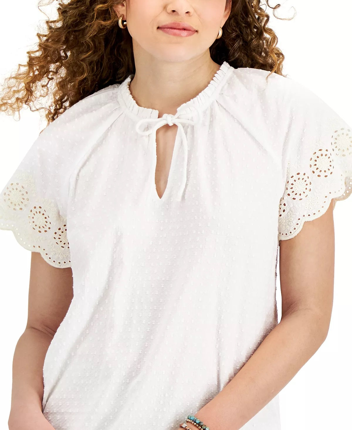 Blusa feminina de mangas esvoaçantes Style &amp; Co, branca, tamanho 2XL