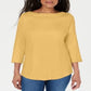 Blusa feminina Karen Scott com acabamento em renda e algodão, tamanho pequeno, amarela