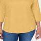 Blusa feminina Karen Scott com acabamento em renda e algodão, tamanho pequeno, amarela