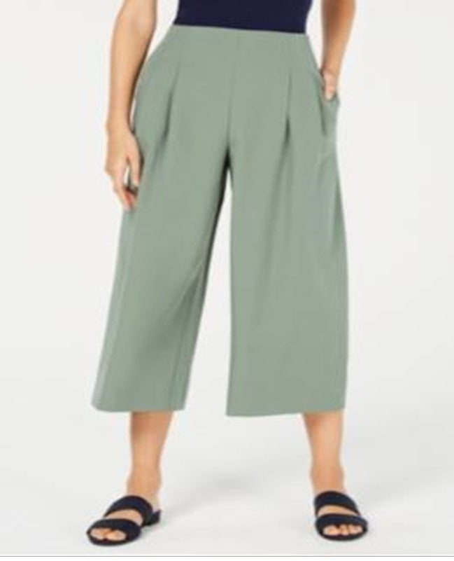 Calça Cropped Plissada Feminina Maison Jules Verde Tamanho 12