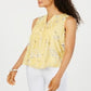 Blusa franzida com estampa floral feminina Charter Club, amarela, tamanho pequeno G