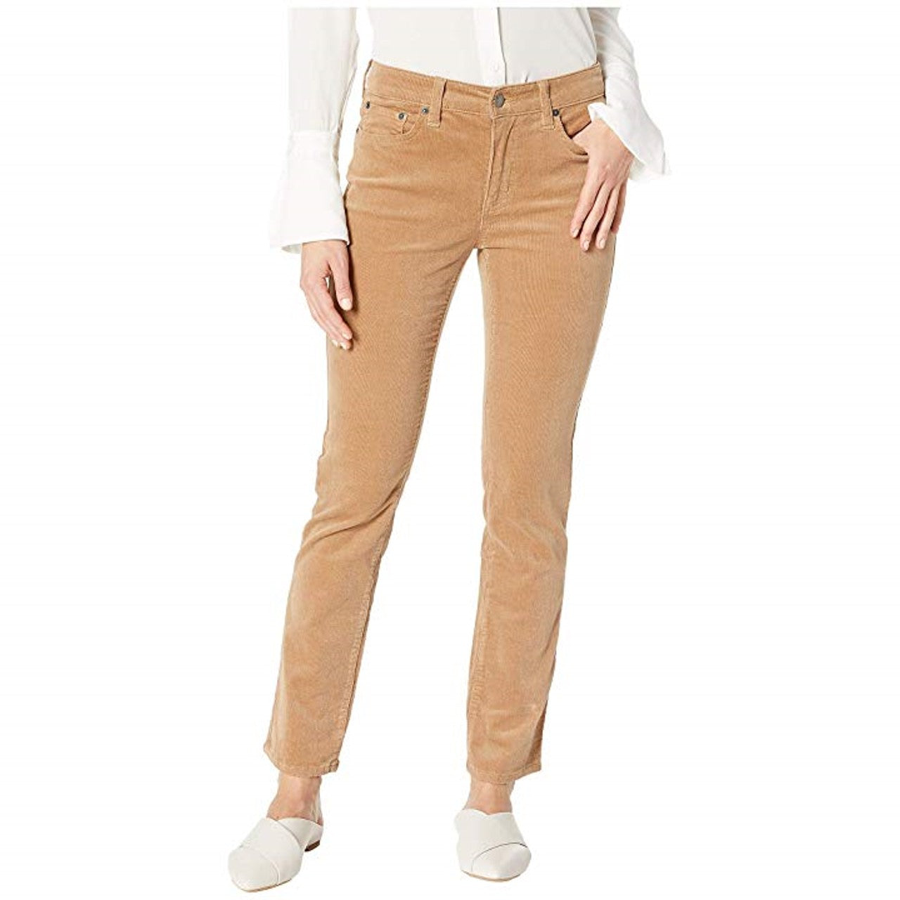 Calça reta Petite Premier feminina Lauren Ralph Lauren - marrom camelo clássico, tamanho 12 P