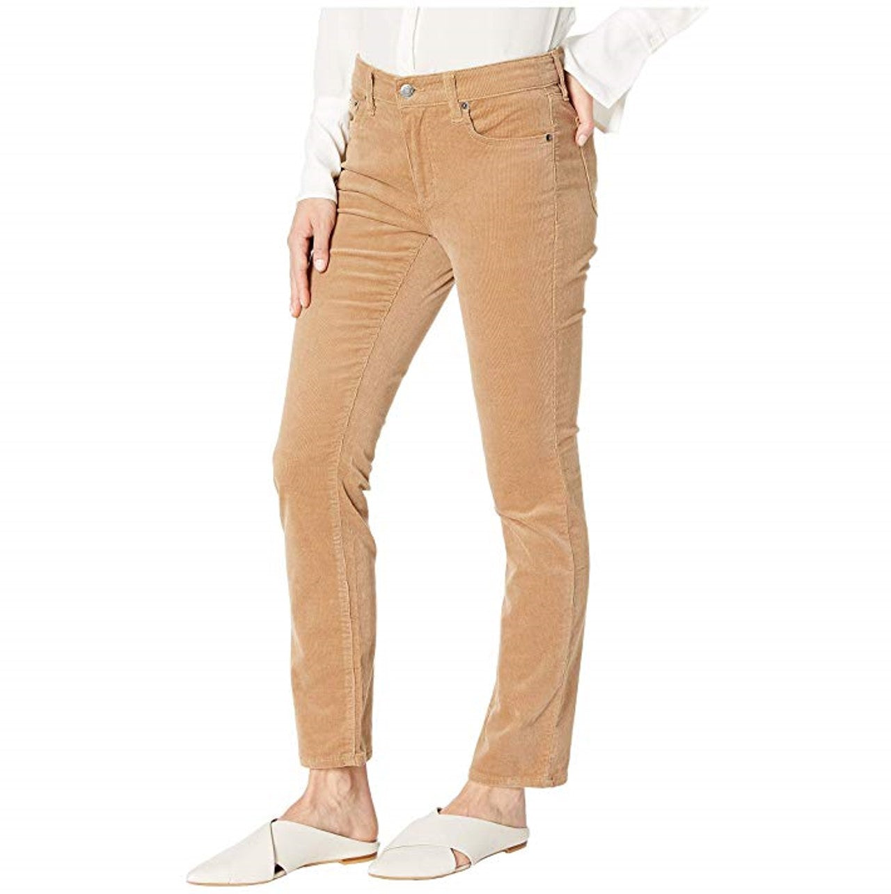 Calça reta Petite Premier feminina Lauren Ralph Lauren - marrom camelo clássico, tamanho 12 P