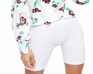 Blusa feminina floral de manga comprida com decote em V, branca, tamanho médio