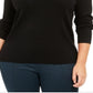 Suéter feminino Anne Klein Plus com gola alta, preto, tamanho 1X