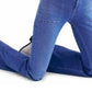 Calça jeans feminina com zíper e bolsos Free People, azul, tamanho 30
