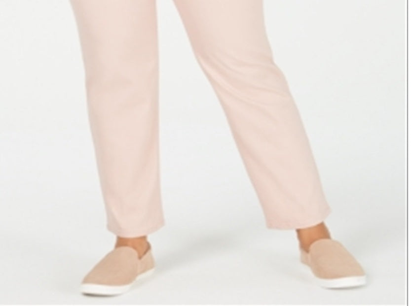 Jeans feminino estilo &amp; co, cintura alta, slim, rosa, tamanho 14W