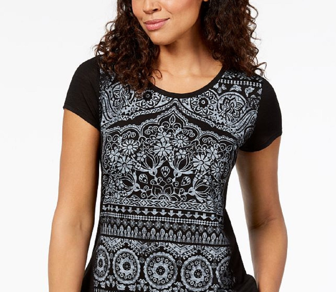 Camiseta feminina gráfica Style &amp; Co, preta, tamanho XXL