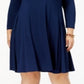 Vestido rodado com decote redondo feminino Style &amp; Co, verde, tamanho 3X