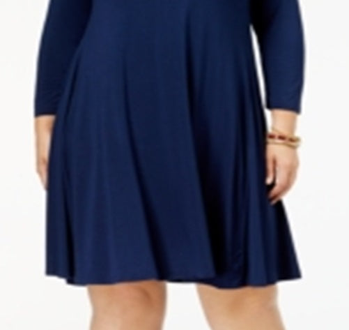 Vestido rodado com decote redondo feminino Style &amp; Co, verde, tamanho 3X