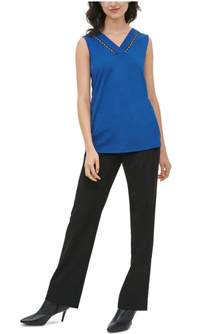 Blusa Calvin Klein Feminina Azul Sem Mangas Gola V Tamanho G