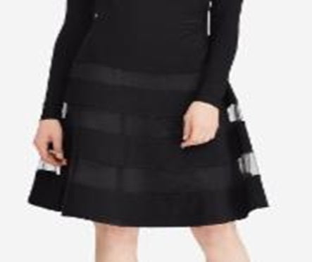 Vestido de malha com acabamento em tule feminino Lauren Ralph Lauren, preto, tamanho 8