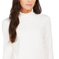 Blusa feminina Charter Club com gola alta canelada mesclada, tamanho grande, branca