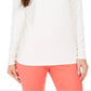 Blusa feminina Charter Club com gola alta canelada mesclada, tamanho grande, branca