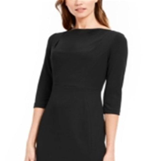 Vestido midi com babados Calvin Klein feminino, preto, tamanho 8
