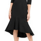 Vestido midi com babados Calvin Klein feminino, preto, tamanho 8