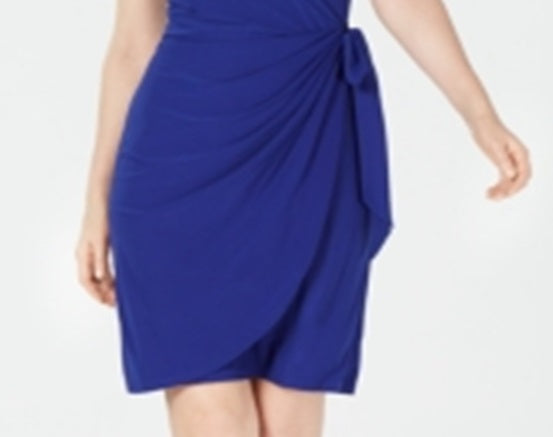 Vestido envelope feminino para festa de coquetel INC International Concepts, azul, tamanho P