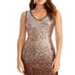 Vestido de coquetel com decote em V, sem mangas, comprimento até o joelho, com lantejoulas, estilo ombré, Rachel Roy, tamanho 0