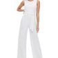 Macacão Tommy Hilfiger Feminino Sem Mangas com Cintura Amarrada, Branco, Tamanho 14