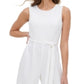 Macacão Tommy Hilfiger Feminino Sem Mangas com Cintura Amarrada, Branco, Tamanho 14