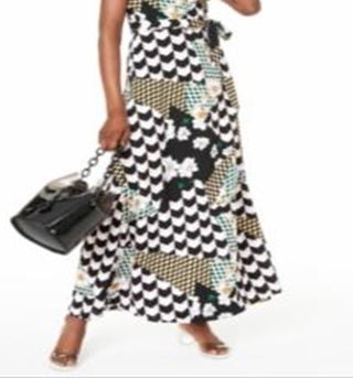 Vestido longo cruzado BAR III feminino com alças finas, preto, tamanho XL