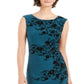 Vestido feminino Jessica Howard com bordado floral, sem mangas, gola alta, acima do joelho, para usar no trabalho, verde, tamanho 12, pequeno