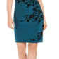 Vestido feminino Jessica Howard com bordado floral, sem mangas, gola alta, acima do joelho, para usar no trabalho, verde, tamanho 12, pequeno