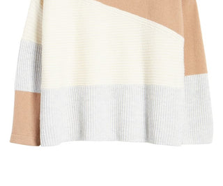 Suéter feminino com patchwork e gola funil, marrom, tamanho médio, da French Connection