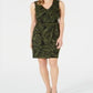 Vestido justo com estampa de palmeira Kasper feminino, verde, tamanho 10, pequeno