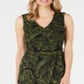 Vestido justo com estampa de palmeira Kasper feminino, verde, tamanho 10, pequeno