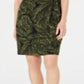 Vestido justo com estampa de palmeira Kasper feminino, verde, tamanho 10, pequeno