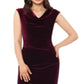 Vestido longo formal com fenda e zíper, manga curta, gola alta, roxo, tamanho 4, pequeno, feminino Xscape