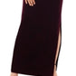 Vestido longo formal com fenda e zíper, manga curta, gola alta, roxo, tamanho 4, pequeno, feminino Xscape