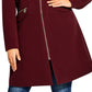 Casaco City Chic Feminino Simple Elegance A Line Vermelho Tamanho Pequeno Médio