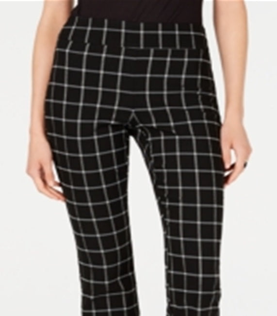 Calça Bootcut com Estampa Windowpane para Mulheres INC, Preta, Tamanho 4