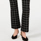Calça Bootcut com Estampa Windowpane para Mulheres INC, Preta, Tamanho 4