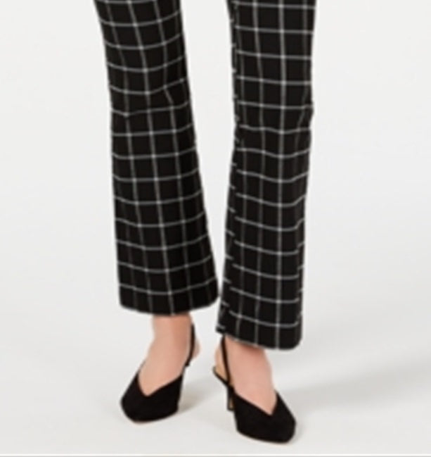 Calça Bootcut com Estampa Windowpane para Mulheres INC, Preta, Tamanho 4