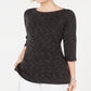 Karen Scott Blusa Feminina Gola Canoa Tingida com Estampa Espacial, Preta, Tamanho X-S