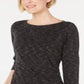 Karen Scott Blusa Feminina Gola Canoa Tingida com Estampa Espacial, Preta, Tamanho X-S