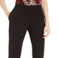 Calça feminina Calvin Klein cropped com acabamento canelado, preta, tamanho 2, pequena