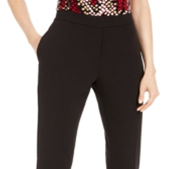 Calça feminina Calvin Klein cropped com acabamento canelado, preta, tamanho 2, pequena