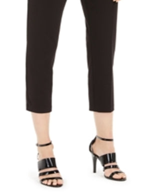 Calça feminina Calvin Klein cropped com acabamento canelado, preta, tamanho 2, pequena