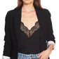 1.STATE Blazer feminino de crepe elástico com um botão, preto