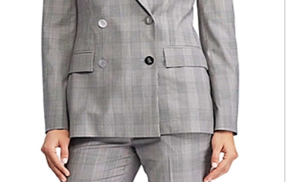 Ralph Lauren Blazer feminino xadrez Ryen Business abotoamento duplo cinza tamanho 8