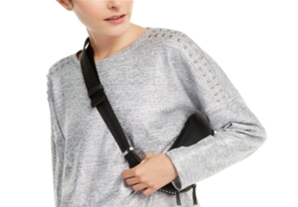 INC International Concepts Feminino Novo Heather Glitter Gola Redonda Manga Longa Casual Top Cinza Tamanho Grande