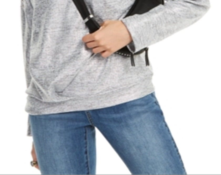 INC International Concepts Feminino Novo Heather Glitter Gola Redonda Manga Longa Casual Top Cinza Tamanho Grande