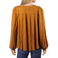 Blusa de malha canelada Devin feminina da Free People com mangas Henley, laranja, tamanho X-S