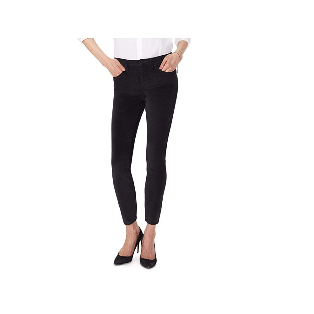 Calça jeans skinny legging feminina NYDJ AMI de veludo, preta, tamanho 14