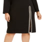 Vestido Calvin Klein Feminino Plus Size Bainha com Fenda Brilhante Preto Tamanho 20W