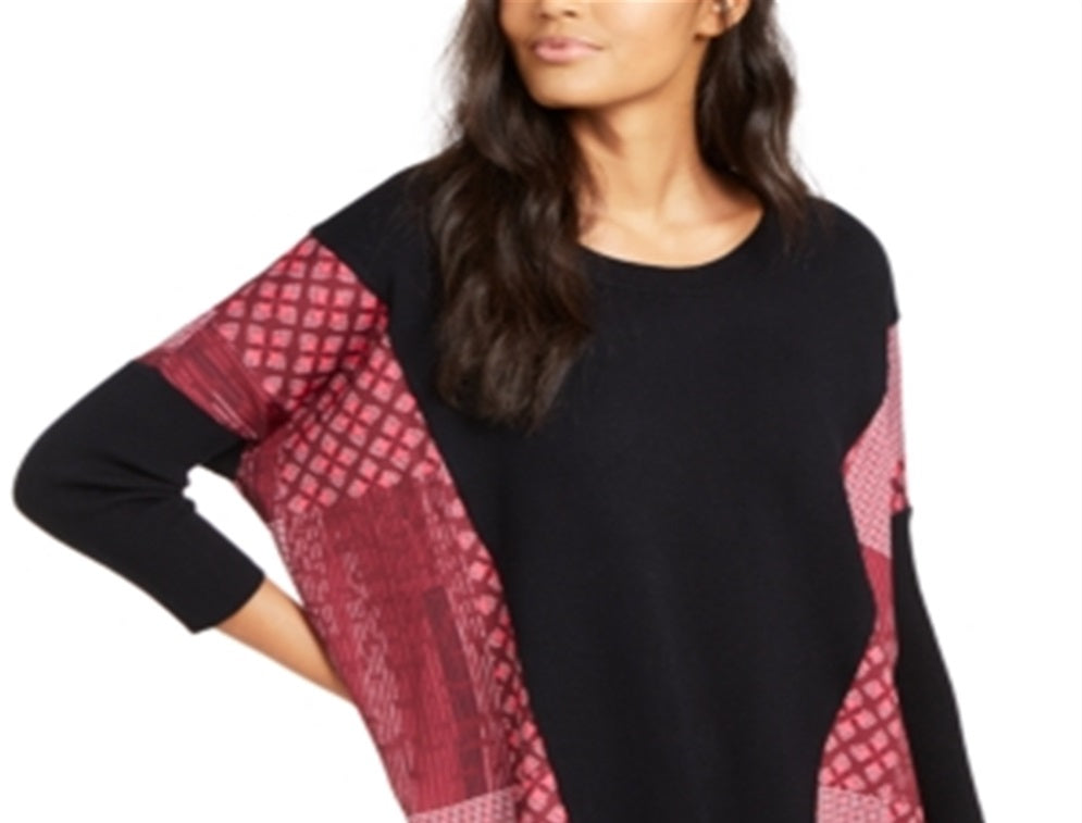 Alfani Poncho Feminino com Acabamento Contrastado Preto Tamanho Grande